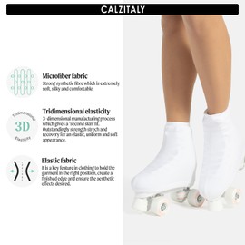 CALZITALY Skates Cover, Roller Skates and Ice Skates Covers, Skin Colour, Caramel, Black, Shoe Size 28-42, 70 DEN, Made in Italy (33-37, White)