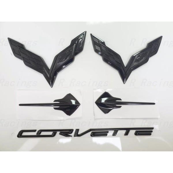 GM Gloss Black Front & Rear & Stingray Cross Flags