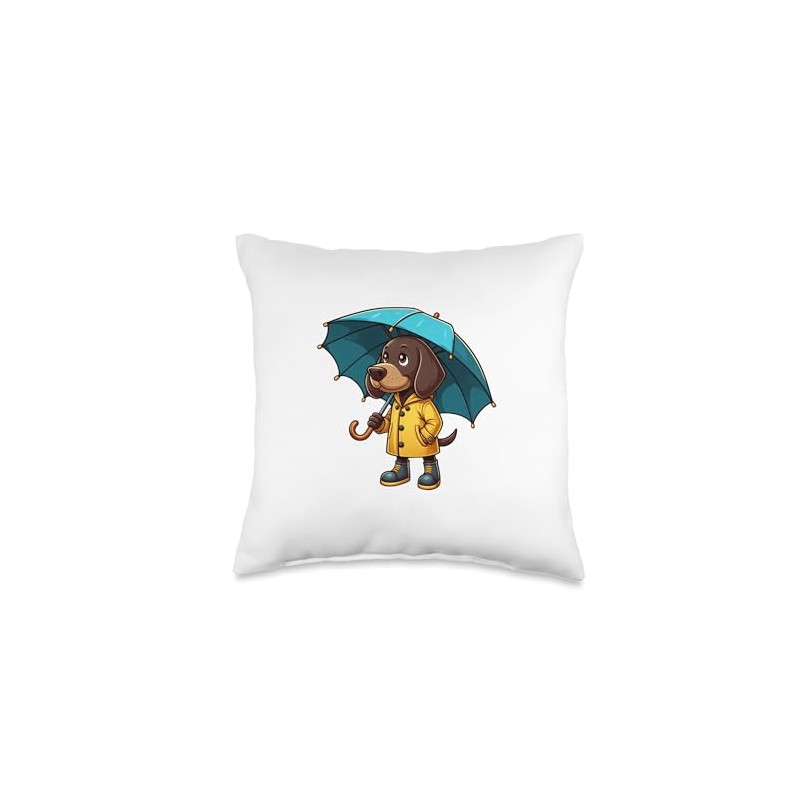German Shorthaired Pointer Umbrella Dog Funny Raincoat Throw Pillow