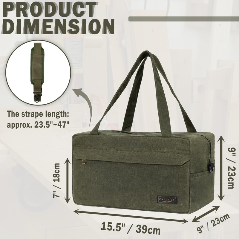 Tool Tote Bag, 16OZ Waxed Canvas Tool Bag with 7-Pocket