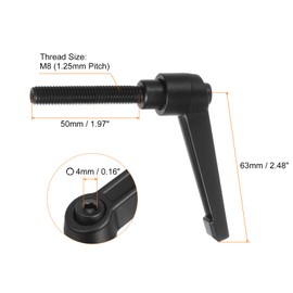 sourcing map 6pcs Adjustable Clamping Lever Handles M8 x 50mm Male Thread Bolt Knobs Rotating Screw Locking Quick Release Ratchet Push Button Handle, Black