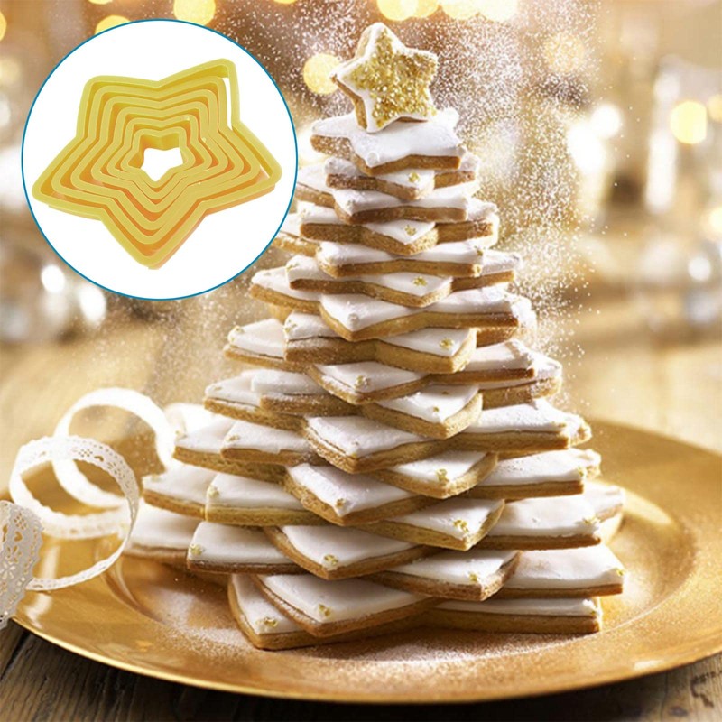 12-Piece Star Cookie Cutters, Fondant Doughnut Cookie Cutters Set, Christmas