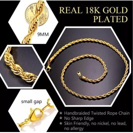 Dazisiny Cadena Oro Torsal 3/4mm Acero Inoxidable Hombre Collar 60cm