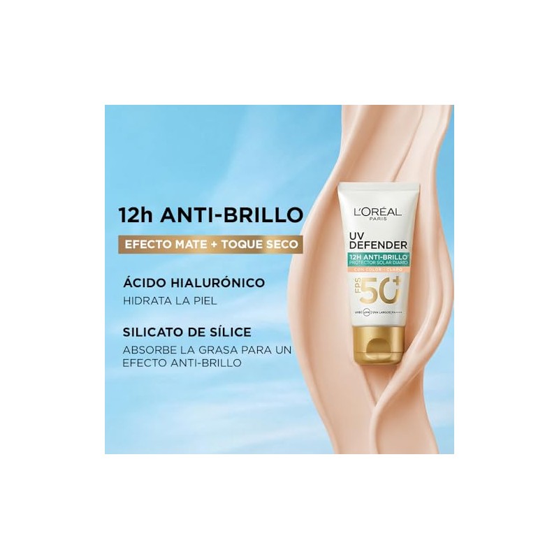 L'Oréal Paris Protector Solar Diario Anti-Brillo FPS50+ UV Defender Tono