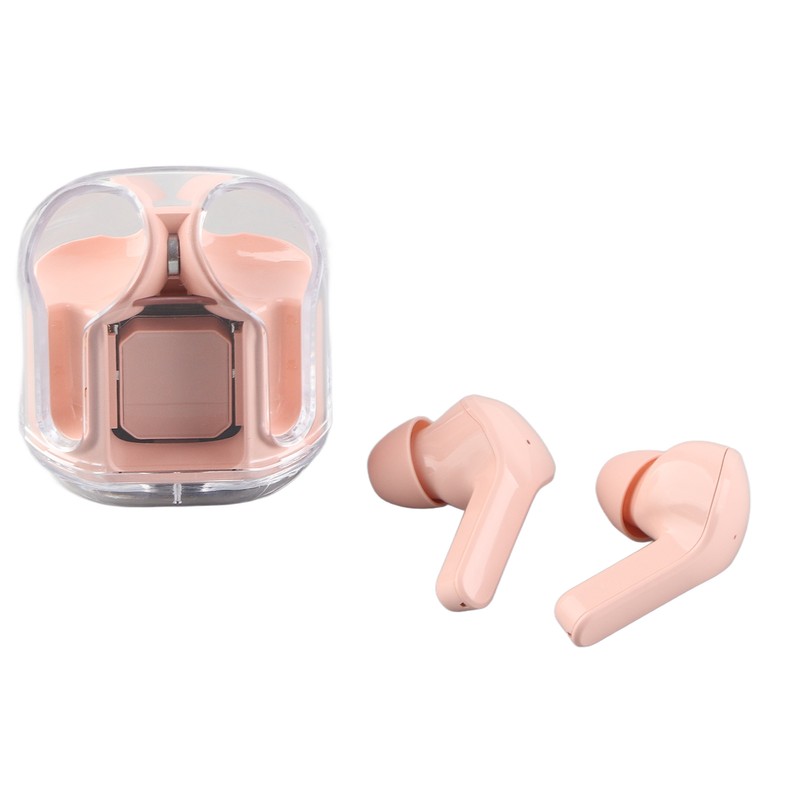 Wireless Bluetooth Earphones Noise Reduction Headphone Digital Display Rechargeable Pink