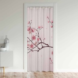 jejeloiu Cherry Blossom Doorway Curtains Privacy, Japanese Sakura Floral Closet Door Curtain for Bedroom, Pink Flower 30%-50% Blackout Door Cover Curtains, Window Curtain Drape, 1 Panel 34" W x 80" L