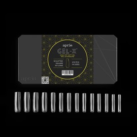 Apres Gel-X® Square Box of Nail Tips | 280 Gel-X Tips, Soft Gel Tips, 14 Sizes 00-9 | Half-sizes Included (Sculpted Square Extra Extra Long, 280 Count)