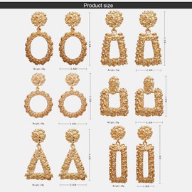 TTPSRY 6 Pairs Gold Earrings Set for Women Geometric Statement Earrings Bohemian Golden Metal Stud Earrings Fashion Jewellery, Alloy Steel