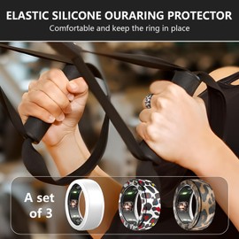 KSKSPE 3-Pack Ring Cover for Oura Ring Protector, Silicone Elastic Ring Cover for Oura Ring Gen 3 for Working Out Women Men （S for 6/7/8/9/10