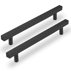 LONTAN Pack of 10 Cabinet Handles Black Furniture Handle Black 128 mm Hole Spacing Handles Black Handles for Kitchen Cabinets Kitchen Handles Black Stainless Steel Drawer Handles Door Handles Black