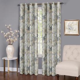 Lined Blackout Grommet Window Curtain Panels - 50 Inch Width, 84 Inch Length - Tranquil (Silver) - Blackout Soft Polyester Drapes & Dressing for Bedroom Living & Dining Room by Achim Home Decor