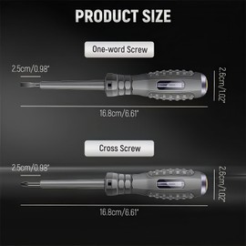 2PCS Electrical Tester Screwdriver,Electrical Screwdriver,High Torque Strong Magnetic Screwdriver Electricity Detector,Voltage Tester Screwdriver,12V-220V Electric Tester(2Pcs Slotted-Head)
