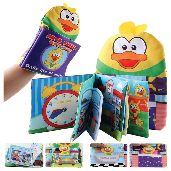 EIK Baby Toys 0-6 Months Duck Cloth Book Hand Puppet Soft Sensory Books for Babies Gifts Boys & Girls Infants Toddlers 6 Months Plus Travel Toys