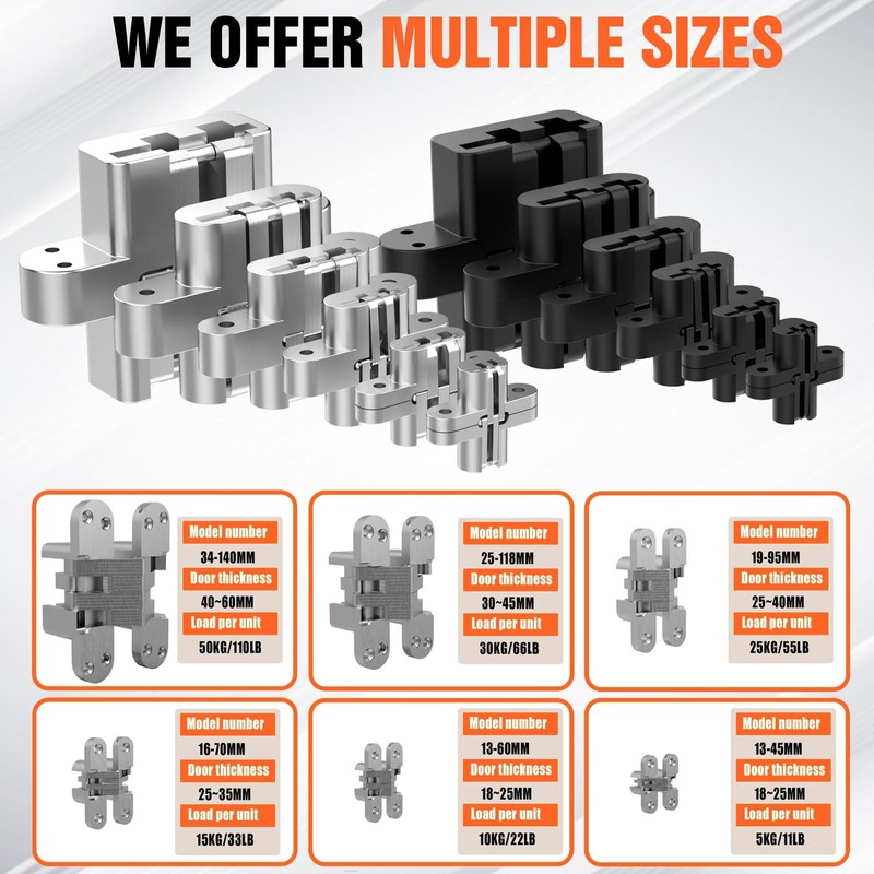 Suemisi Invisible Door Hinge, Concealed Hinges for Cabinet Doors and