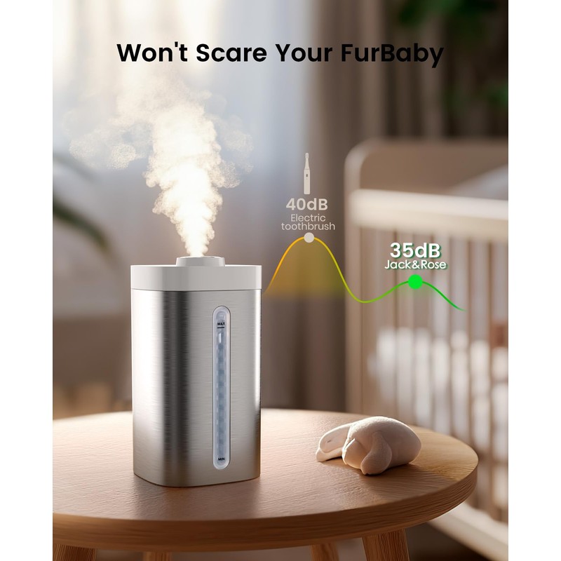 Jack & Rose Stainless Steel Humidifier, Easy to Clean, Dishwasher