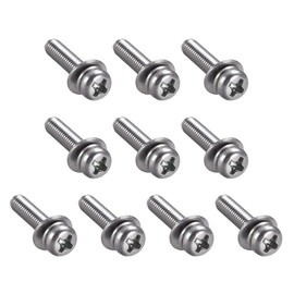TA-VIGOR 10pcs M4 x 20mm Phillips Pan Head Machine Screws Bolts with Spring and Plain Washers, 304 Stainless Steel Phillips Machine Screw for Heavy-duty Fastening