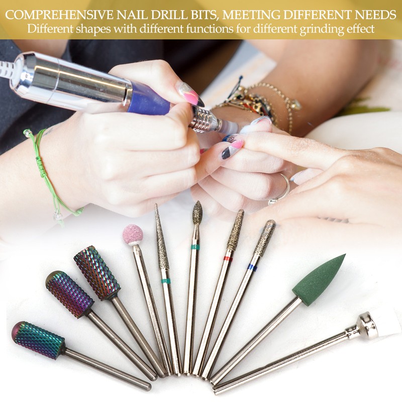 10pcs Nail Drill Bits Set Manicure Pedicure Nail Polishing Grinding