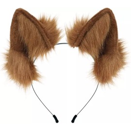 Adollala 아돌랄라 털 고양이 늑대 여우 귀 머리띠 할로윈 여성 코스프레 코스튬 파티 [Fox] Adollala Fur Cat Wolf Fox Ear Headband Halloween Women's Cosplay Costume Party [Fox]