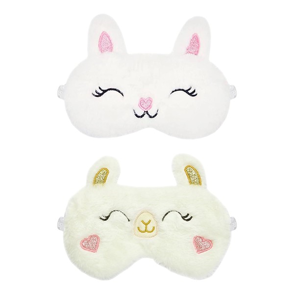 2 Pieces Cartoon Animal Eye Masks, Plush Eye Masks, Cute