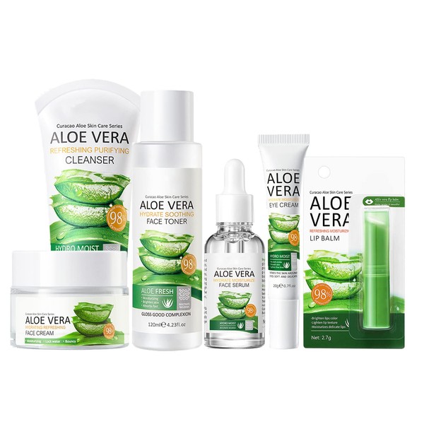 Skincare Gift Set Women - Skin Care Sets & Kits - Pamper Gifts for Women - Gift Set for Hydrating Refreshing Face (6PCS ALOE VERA)