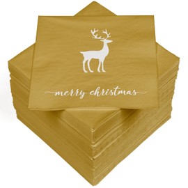 HEKU 100 napkins, 3-ply, 33 x 33 cm, "Merry Christmas" lettering, absorbent and practical packaging, wide selection, ideal for special occasions