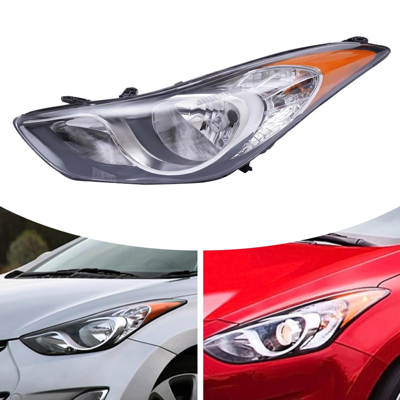 CRYBY Headlights Fit for Hyundai Elantra 2011-2013, Halogen Headlamps Left