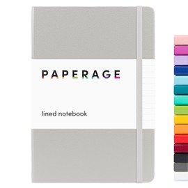 PAPERAGE Lined Journal Notebook, (Light Grey), 160 Pages, Medium 5.7 inches x 8 inches - 100 GSM Thick Paper, Hardcover