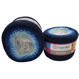 YarnArt Flowers 500g Bobbel Wool, Colour Gradient, 55% Cotton, Bobble Knitting Wool, Multicolour