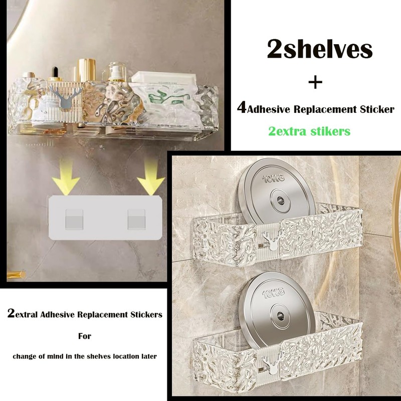 Clear Shower Shelves, Acrylic Shower Shelves, Clear Caddy, Mirror Shelf,