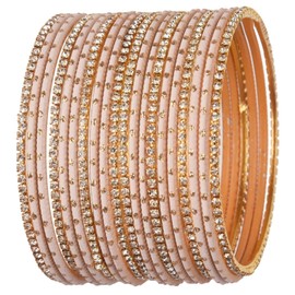 Efulgenz Indian Style Bollywood Traditional Gold Tone Kundan Crystal Wedding Bridal Bracelet Bangle Set Jewelry Bangles Indian for Women