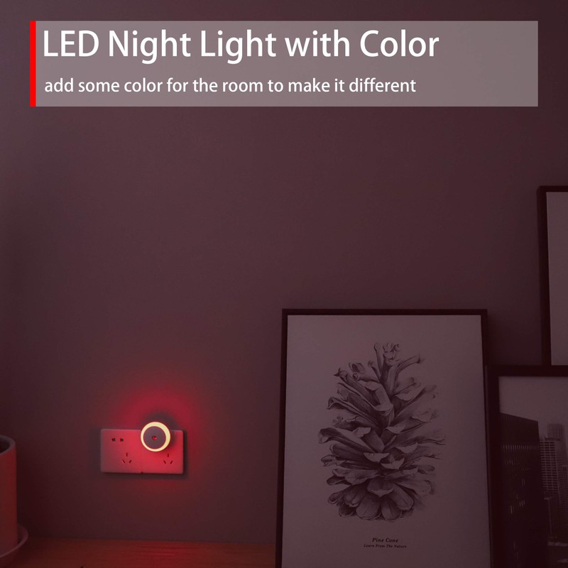LED Night Light, Red, Small Night Light with Plug, Twilight