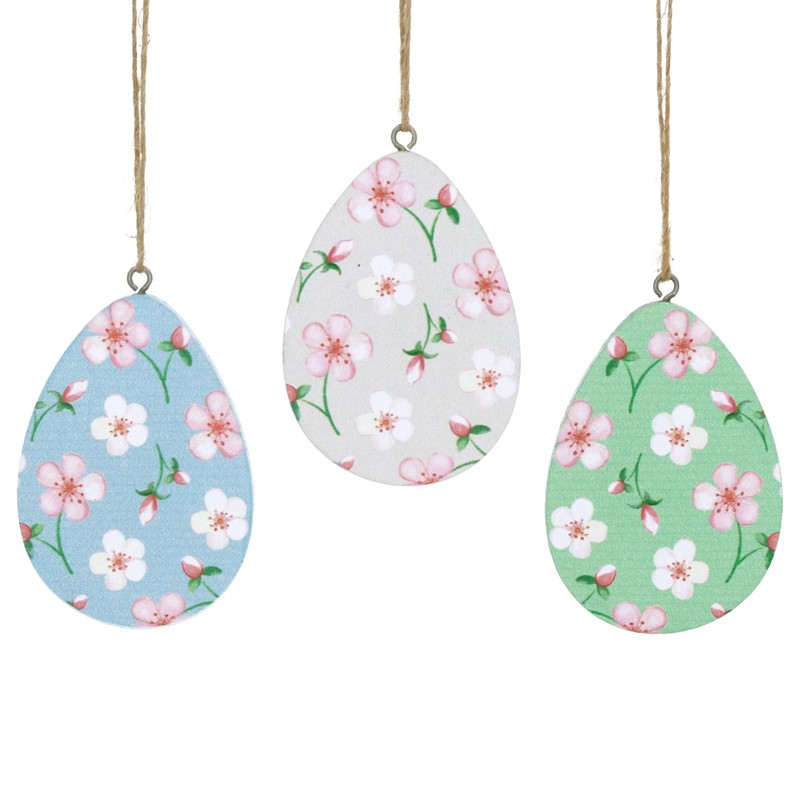 Gisela Graham Easter Egg Decorations, Cherry Blossom Design, Set of
