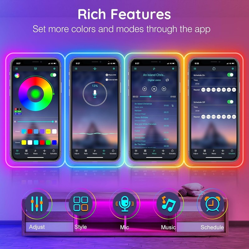 100Ft Neon Rope Lights,Flexible Led Rope Lights Control with App/Remote,Multiple