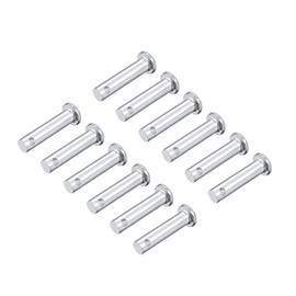 sourcing map Pack of 12 Single Hole Flat Head Clevis Pins Fork Bolts Galvanised Solid Steel, 6 mm x 20 mm