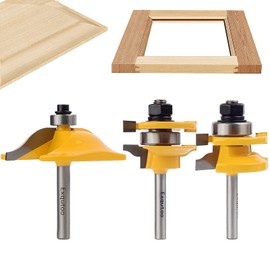 3PCS 1/4" Shank Router Bit Set, Raised Panel Cabinet Door Making Router Bits, Cemented Carbide Router Bits, Woodworking Tools Router Door & Window Bits (Tenon Joint Cutter Diameter: 1-5/8")