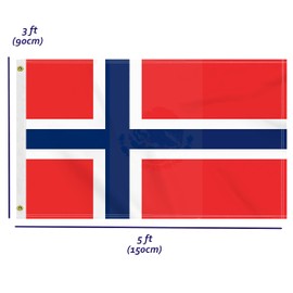 3×5 FT Norway Flag, Large 100D Norwegian National Outdoor Banner,Doube Side Printing Norsemen Decor For Patio Garden With Brass Gromment
