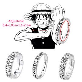 One Piece Cosplay Anime Ring, One Piece Luffy Anime Ring, One Piece Ring, 3 Pieces Anime Ring, PQKL-party Cosplay Jewellery, for Men and Women, Accessories Gift, Metal