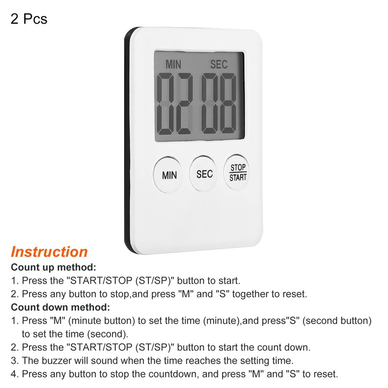 PATIKIL Digital Timer, 2Pcs Small Count Down/UP Clock with Magnetic,