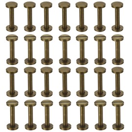 PATIKIL 25 Sets Chicago Screws, 25mm L Chicago Screw Slotted Binding Post Screw Bolts Rivets Brass Fasteners Connectors for Leather Belt Scrapbook Photo Albums, Bronze