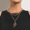 TseenYi Layered Snake Pendant Necklace Paperclip Chain Multilayer Necklace Gold
