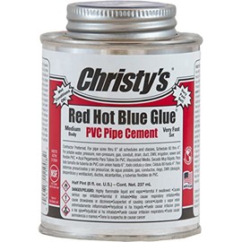 Christy's Red Hot Blue Glue PVC Cement - Medium Body, Very Fast Set, Low-VOC, 1/2 Pint (8 fl oz)