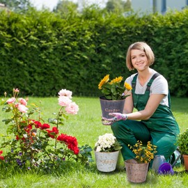 TZSSP Flower Pot Metal Container Planter,Garden Pot-Metal Planter for Indoor or Outdoor Patio,3PK
