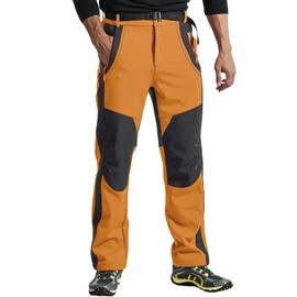 TBMPOY Men's Winter Stretch Hiking Pants Quick Dry Breathable Climbing Mountain Travel Cargo Work Pants with Pocketst(Orange CA M)