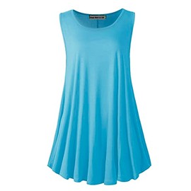 SepiMeli - Camisetas sin mangas para mujer, talla grande, estilo casual, ropa de verano para leggings, Azul/claro, M