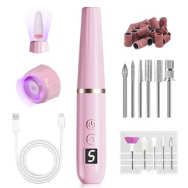 Vrenmol Cordless Nail Drill with Light: 25000RPM Adjustable Speed Portable Electric Nail Drill 600mAhm Nail File 12 Drill Bits Sanding Band for Beginner Home Nail Art Manicure Pedicure