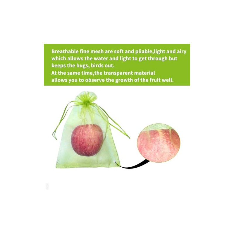 100PCS Fruit Protection Bags - Drawstring Mesh Covers for Gardens