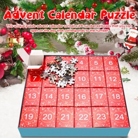 NAVESO Jigsaw Advent Calendar 2024, 1008 Pieces Christmas Calendar Jigsaw Puzzles, Christmas Scene Jigsaw Puzzles 24 Days Countdown Calendars, Holiday Christmas Gifts for Kids Adults