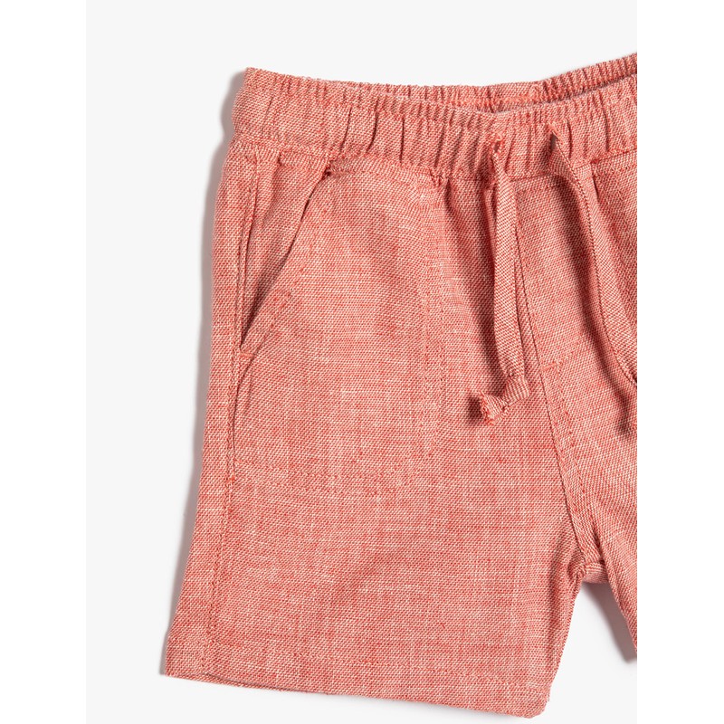 Koton Baybboys Linen Drawstring Pockets Shorts, Coral(402)