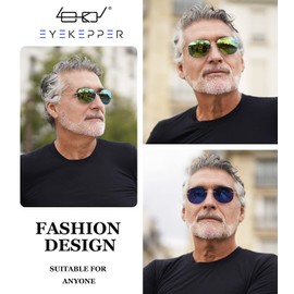 Eyekepper Rimless Sunglasses Titanium Frame Polarized Silver/Blue Mirror For Women Men