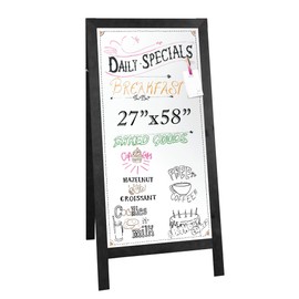 Ilyapa Wooden Dry Erase A Frame Sign - Magnetic Whiteboard Sidewalk Menu Board - Sandwich Board Signs Outdoor - Easel Signs Menu Display Accessories for Restaurant, Food Truck - 27x58 inch - Black